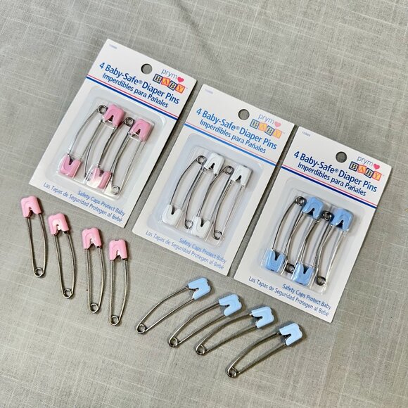 NIB Prym 20 Baby Safe Diaper Pins Blue Pink and White - Picture 9 of 9